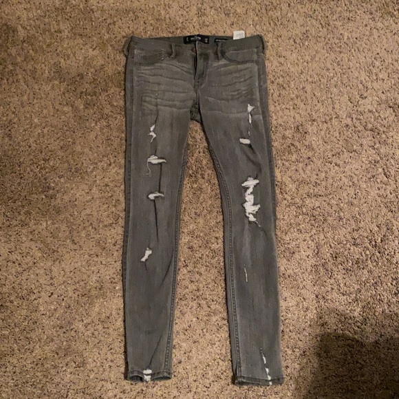 Hollister Denim - Charcoal black ripped jeans